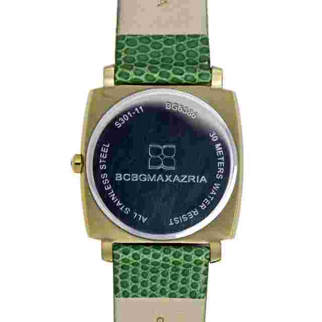 BCBG Maxazria Ladies Green Wrist Watch Gold Plated Leather Strap Quartz