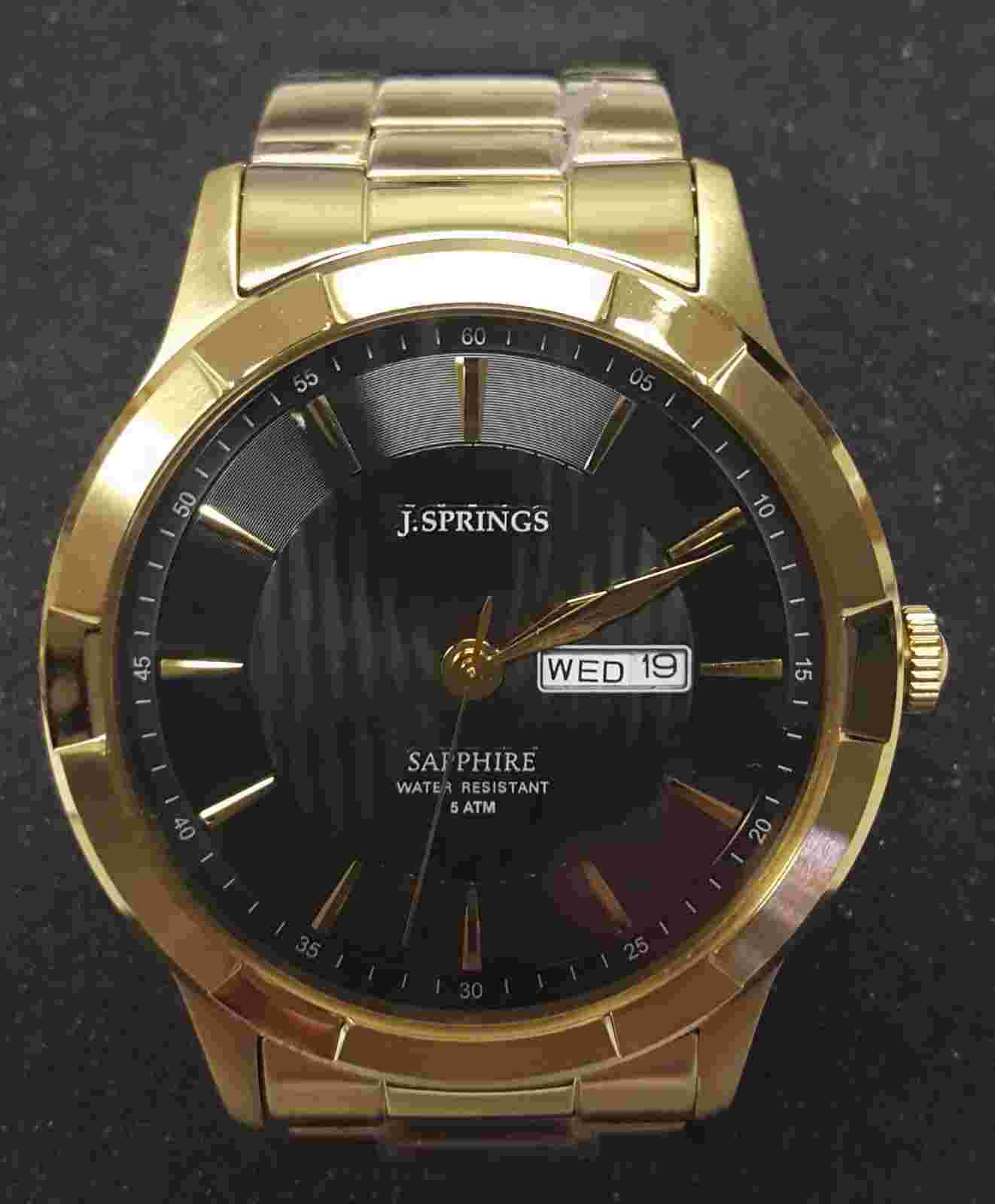 J.springs Sapphire Dress Mens Watch BBJ013 Gold IP