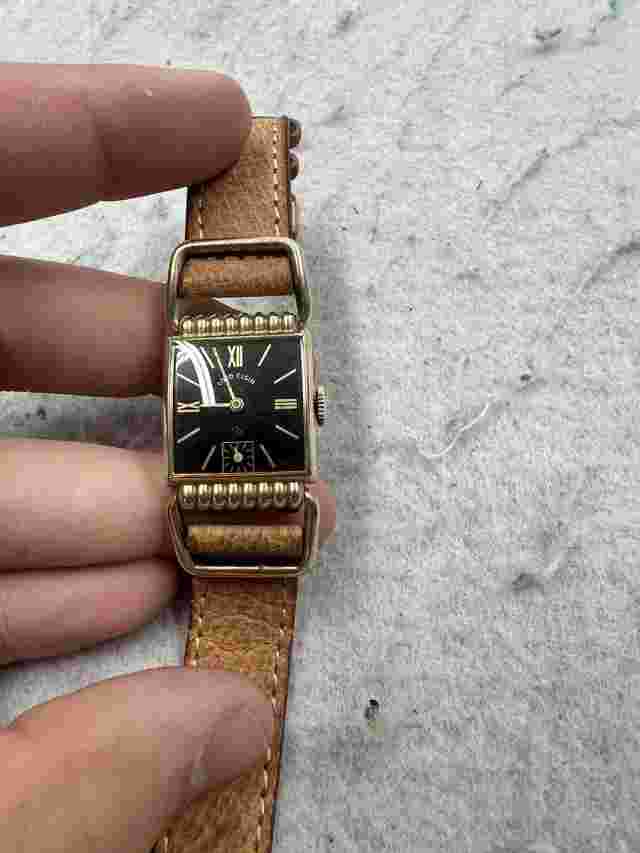 Lord Elgin Driver Watch 559 21J Black Dial 14K GF FANCY LUGS c1944 PARTS /REPAIR