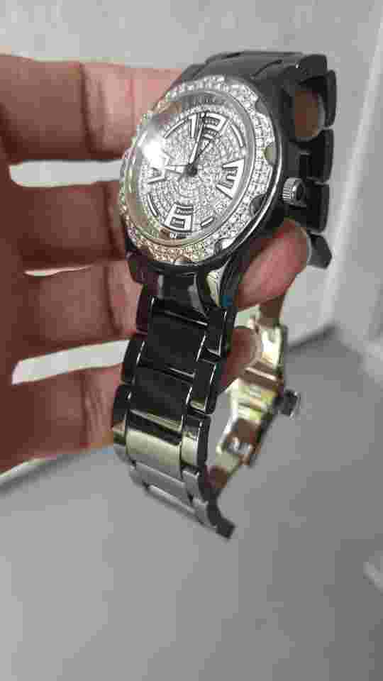Elini Doves Swiss Made Ref.BK13409T Diamond Bezel/dial Black Ceramic Women Watch