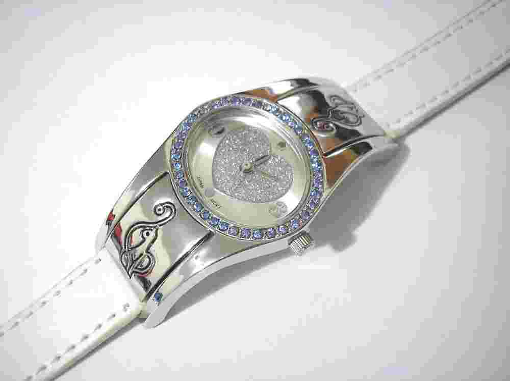 Silver Tone Metal Case Baby Phat Ladies Watch w Blue Stones Item 2946