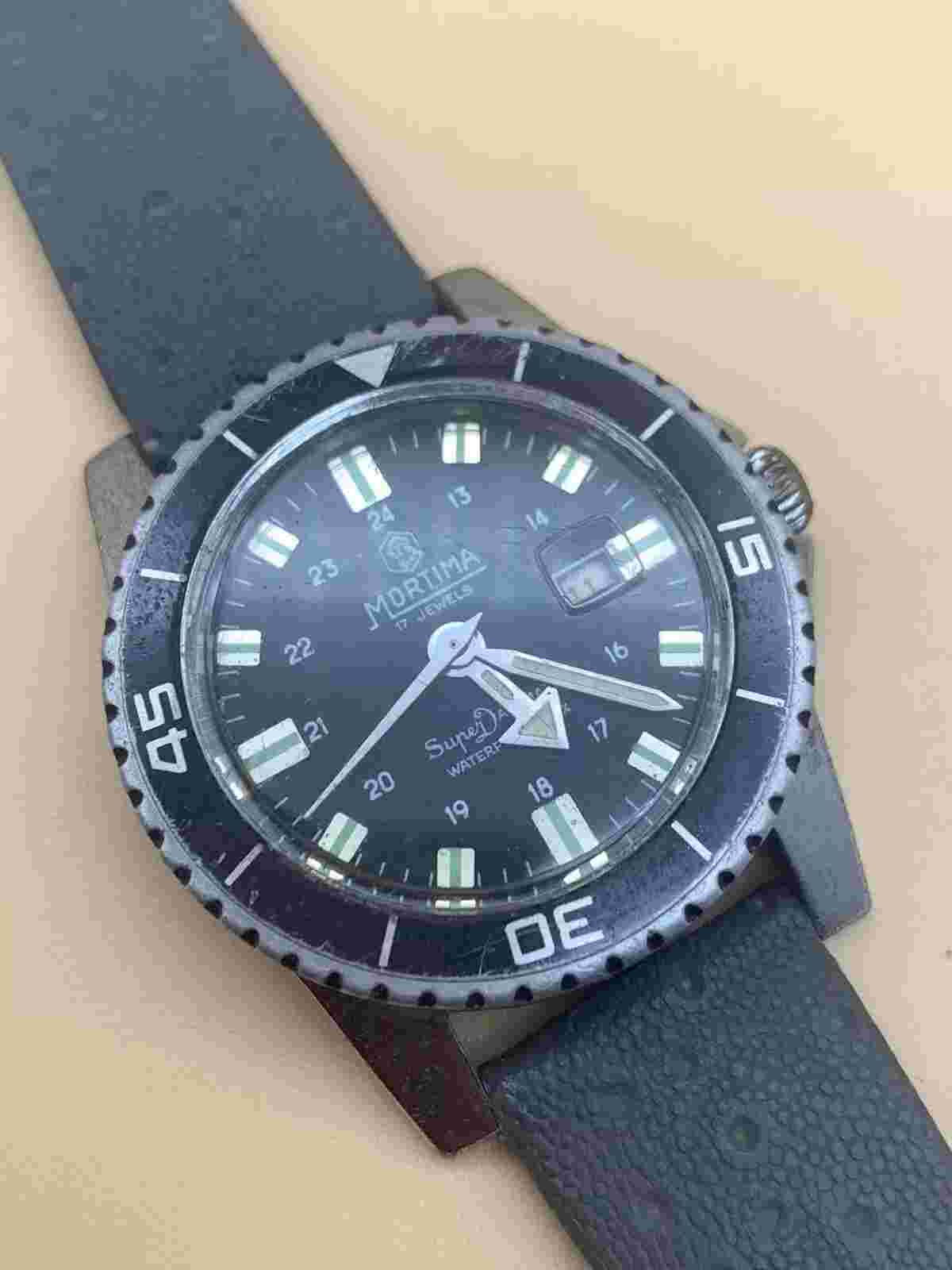 RARE VINTAGE MORTIMA SUPER 28 DATOMATIC WATERPROOF GENTS MANS DIVERS WATCH