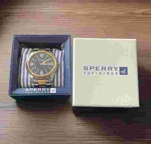 Sperry Top Sider Watch Womens Rhinestone Gold Silver Tone  Nautical