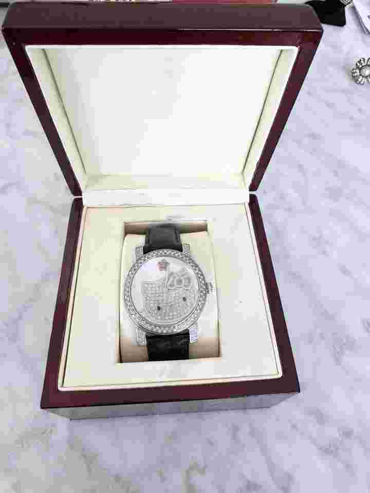 KIMORA Lee Simmons HELLO KITTY Diamond And Stainless Steel Watch Leather Band