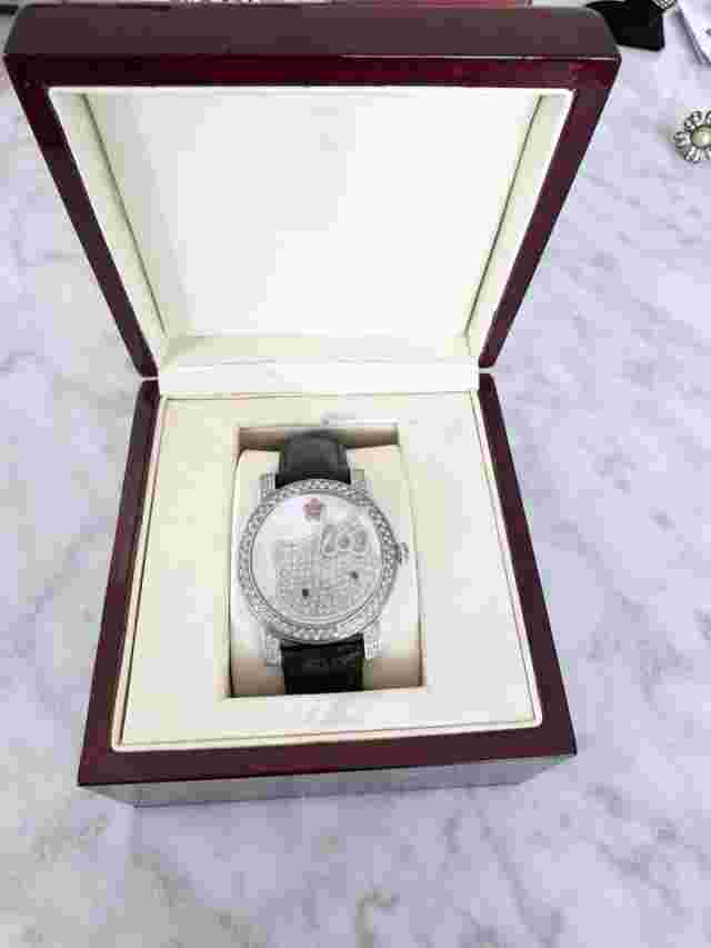 KIMORA Lee Simmons HELLO KITTY Diamond And Stainless Steel Watch Leather Band