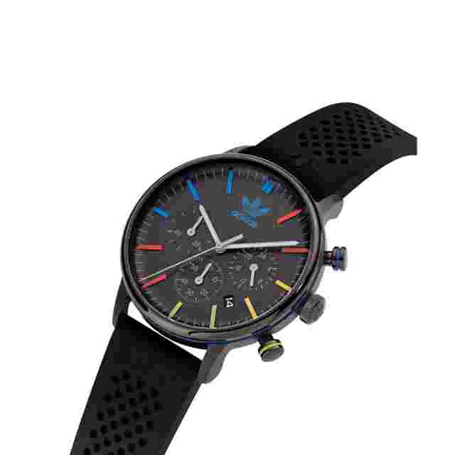Adidas Originals Black Unisexs Chronograph Watch Code One Chrono AOSY23021