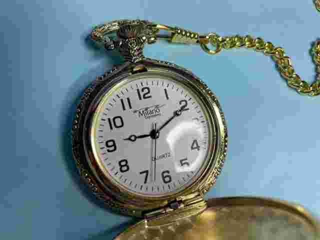 H-D American Eagle Electronic "Gold" Hunting Pocket watch-NEW battery installed!