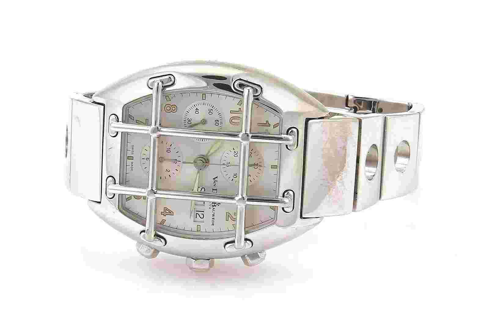 Van Der Bauwede 800 Silver Magnum Automatic Cal.35 Quarterback Mens Watch