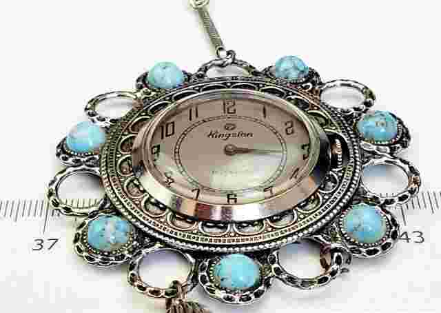 RARE Women's Vintage Watch-Pendant KINGSTON 17Jewels. Jade Stones.  Manual Wind
