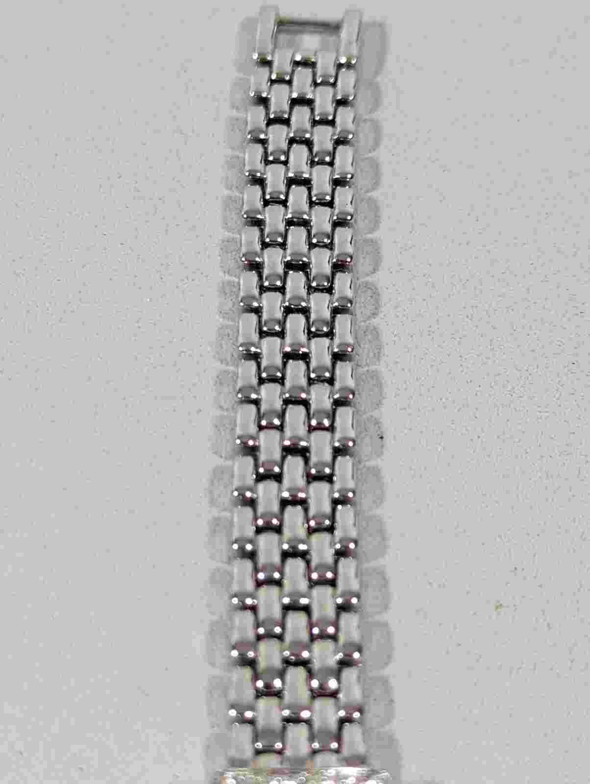 Ashley Princess Black Dial Heart Case Silver Tone Crystal Accent Link Watch