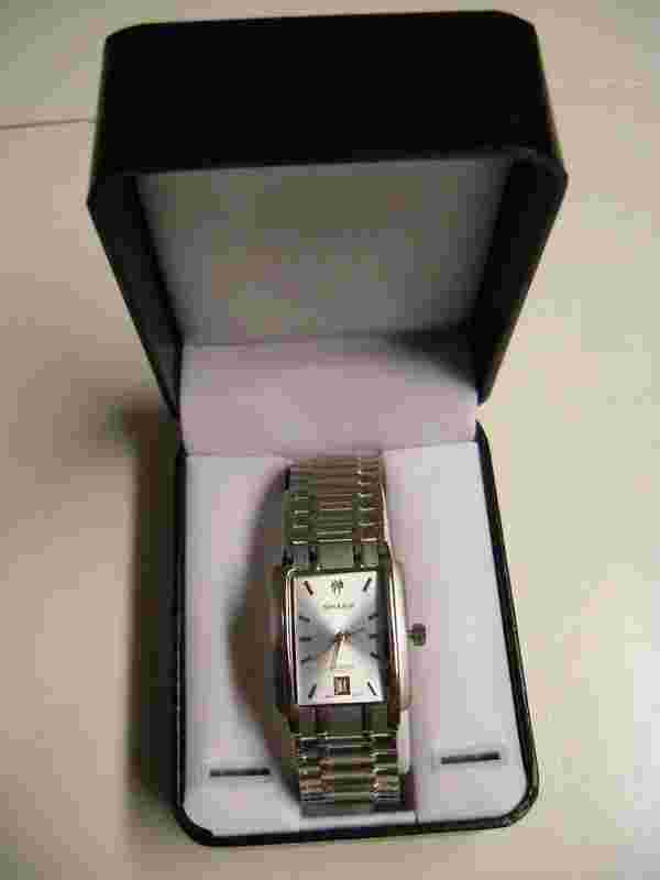 New Sharp Men's Diamond Slivetone Date Dress Watch MSRP $50