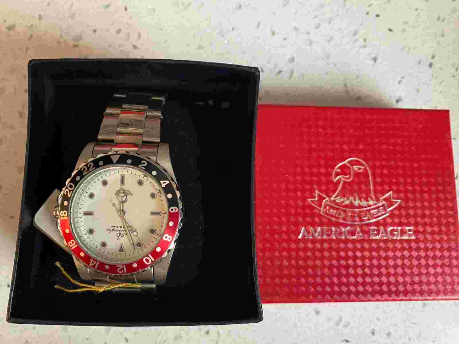 American Eagle Unisex Silver,Red,Black Standard Watch New Battery NIB Ship Fast