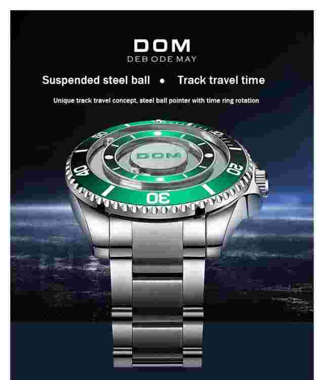 DOM Creative Rolling pointer magnetic men's fashion waterproof steel band NO BOX