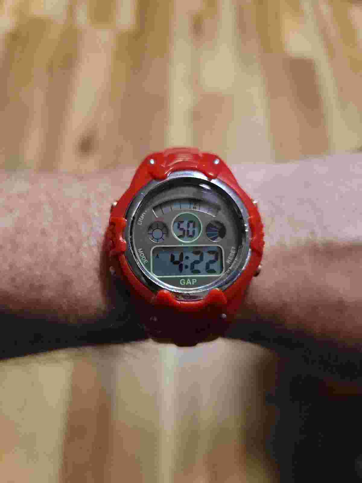 Vintage Gap 1986 Digital Watch Red And Yellow Missing Keeper On Band