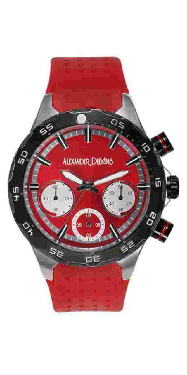 NEW Alexander Dubois 10074 Men's Alsace Series Red Chronograph Tachymeter Watch