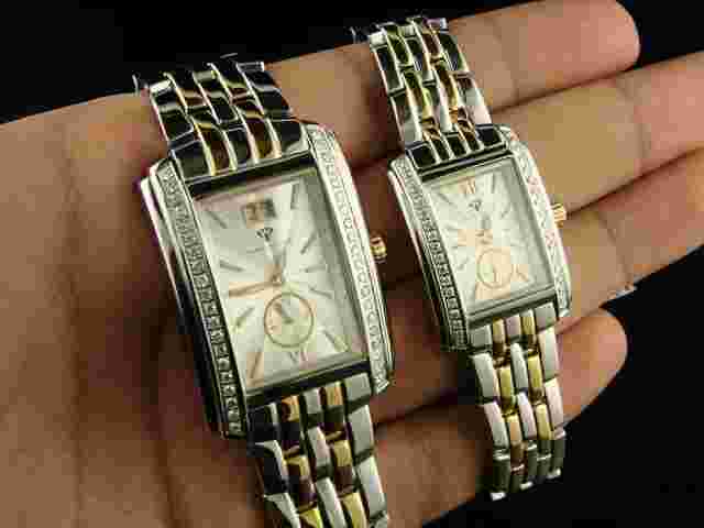 Womens And Mens Aqua Master 2 Tone Diamond Watch Set