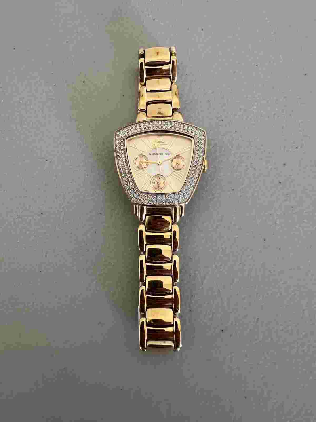 Jennifer Lopez Watch Women's Gold Tone Rhinestone