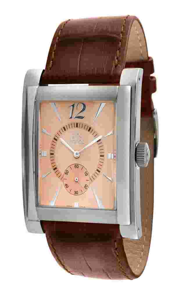 Men's Tank Rose Gold Dial Watch w/ Genuine Italian Leather by Gino Franco