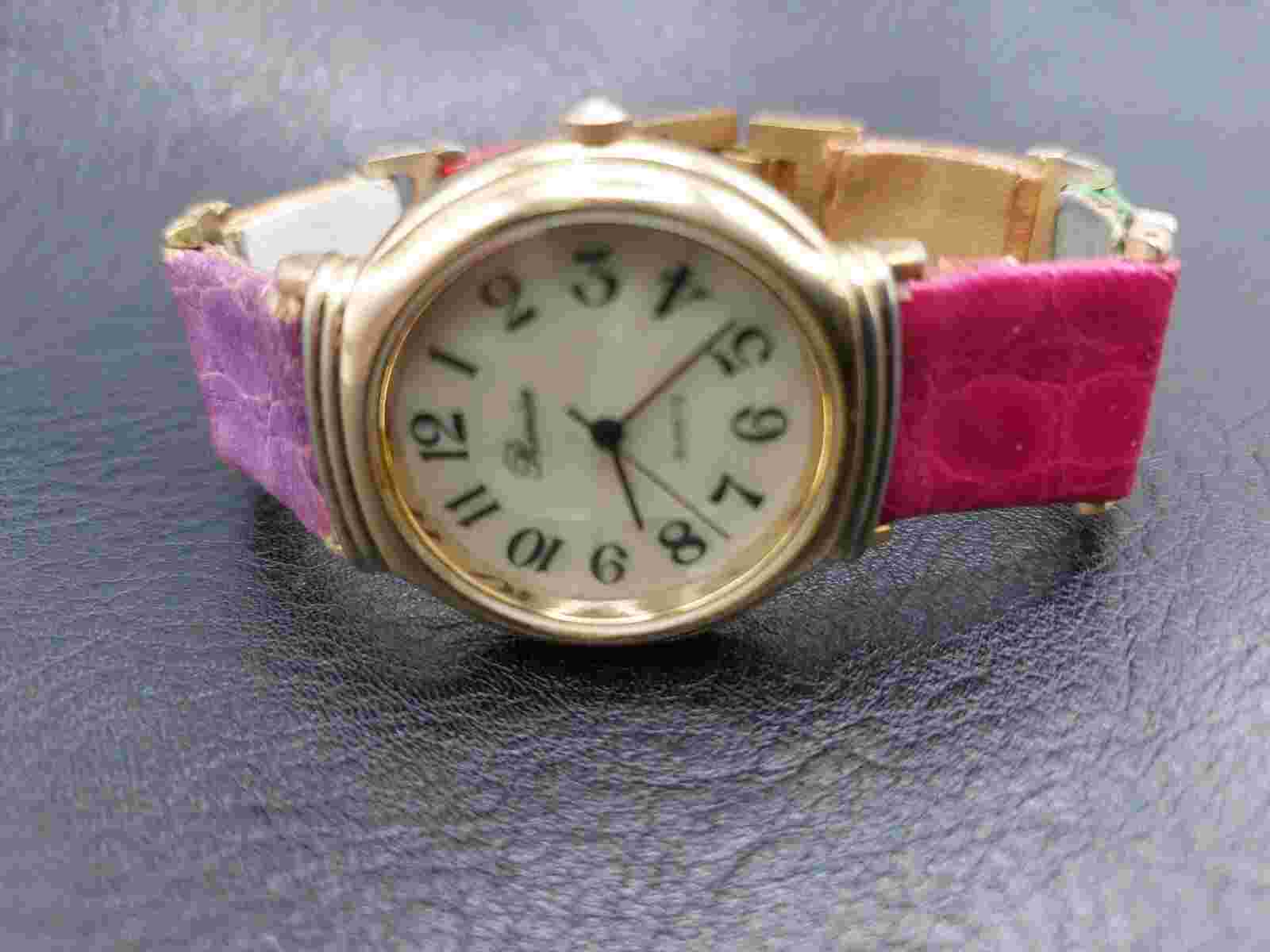Vintage Ronica Watch Womens Multi Colors Faux Leather 7 inch Band  New Battery