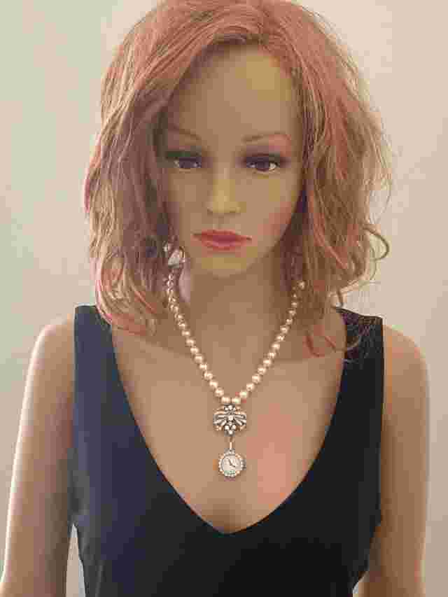 Antique Platinum 3.30 Ct Diamond Pocket Watch+Necklace+ Brooch Rare