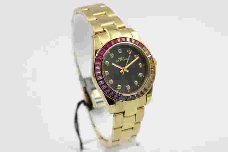 Watch Capital Women's Gold Bracelet Ferrule Rainbow Luxury Dial Nacre New