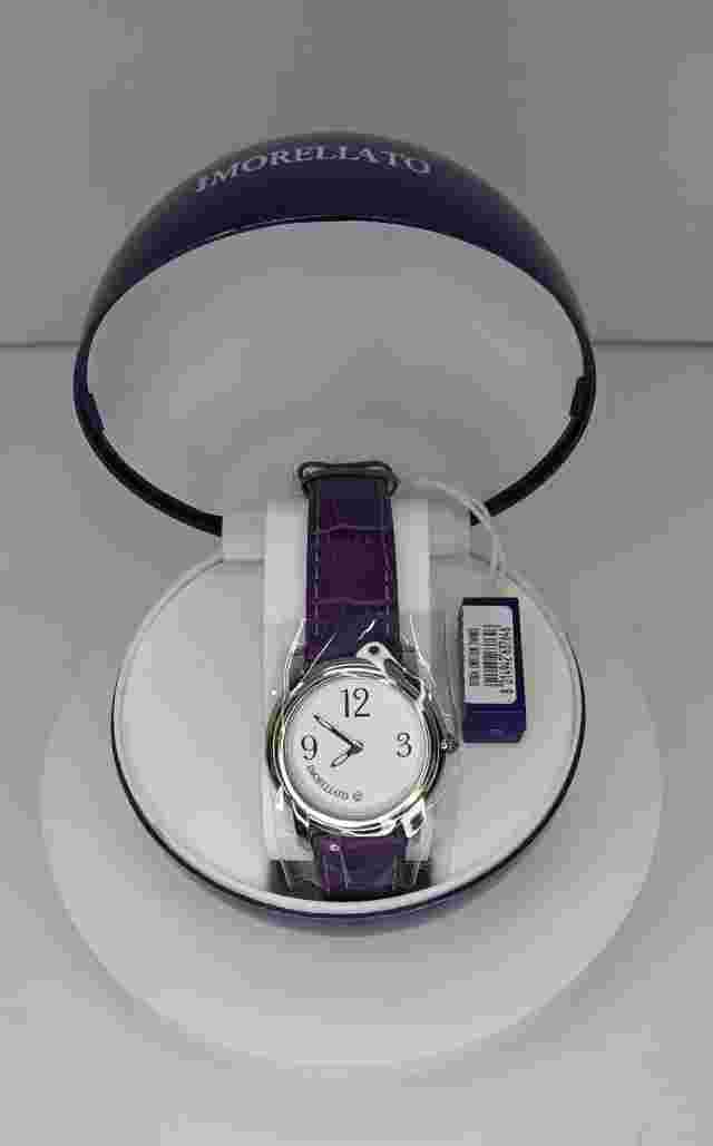 NEW IN CASE Morellato 0F004 Purple Leather Emotion 2Hands Women's Quartz Watch