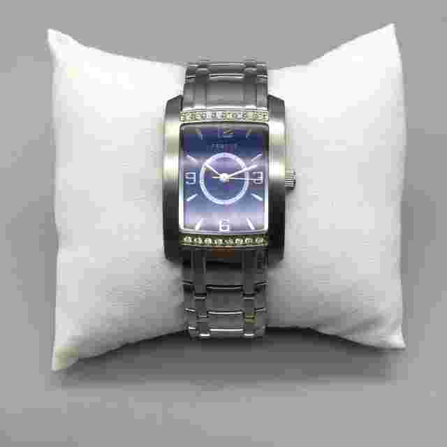 Prague Tank Watch Unisex 25mm Silver Tone Blue Dial New Battery 6.5"