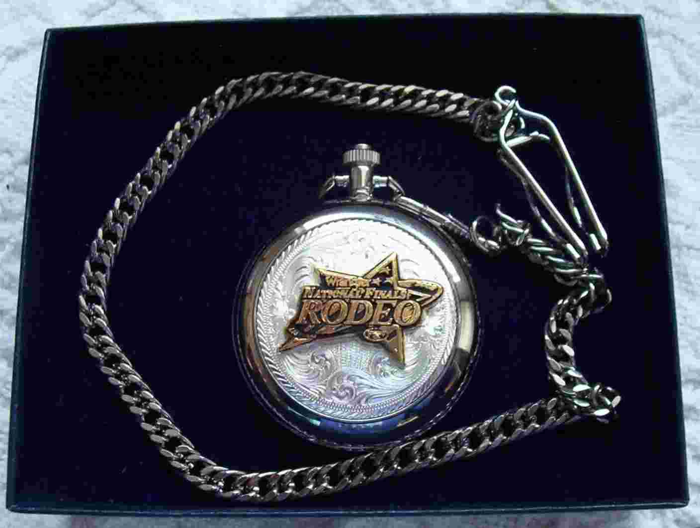 Montana Silversmiths NFR pocket watch 2003 National Finals Rodeo gold silver box