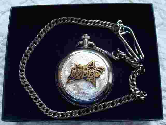 Montana Silversmiths NFR pocket watch 2003 National Finals Rodeo gold silver box