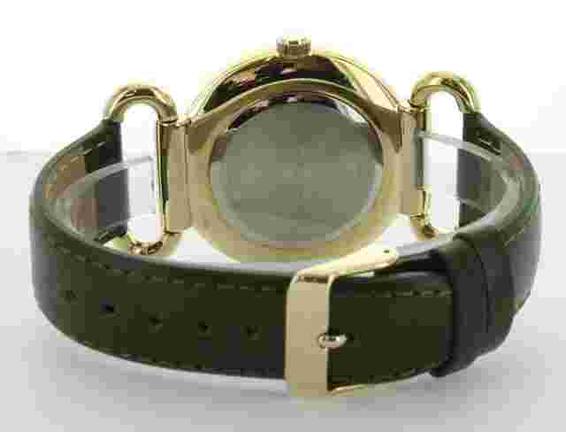 NIB Isaac Mizrahi Live! GOLG TONE WITH Green Leather Strap Watch