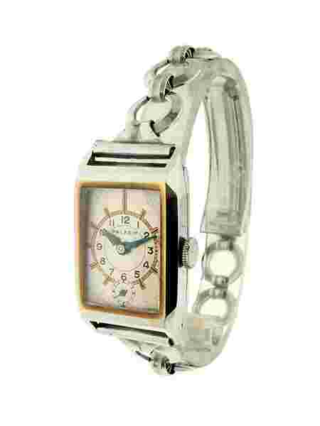 Chrome Paladin Swiss Art Deco Bracelet Watch with 2 Tone Case 29mm Silver