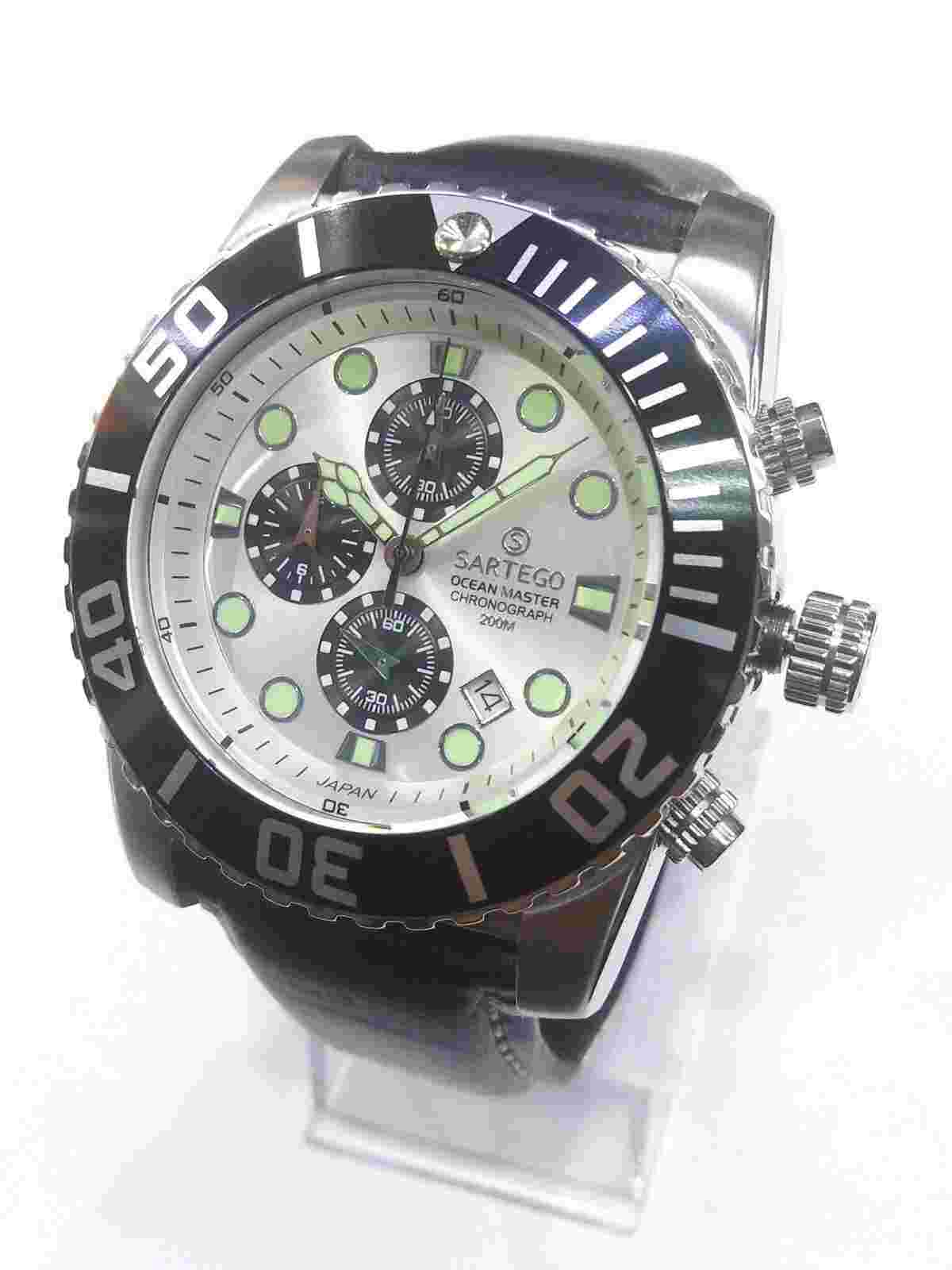 Sartego Ocean Master sports Chronograph 200 meter Leather band watch SPC51-L
