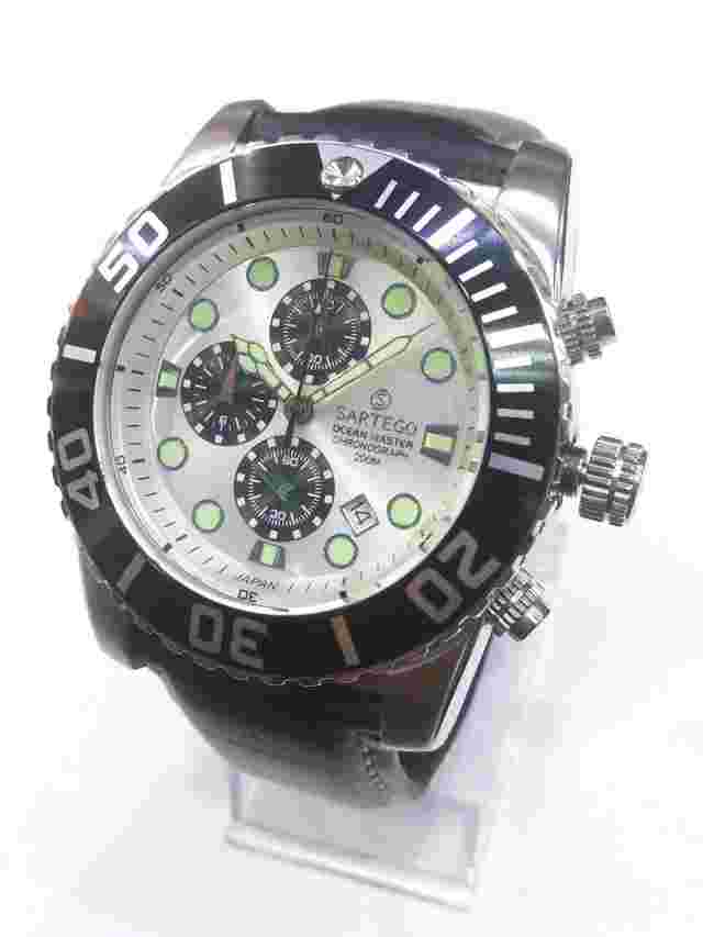 Sartego Ocean Master sports Chronograph 200 meter Leather band watch SPC51-L