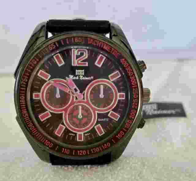 Mark Naimer Men Wristwatch Black Rubber Band Sport Quartz Big Face Watch
