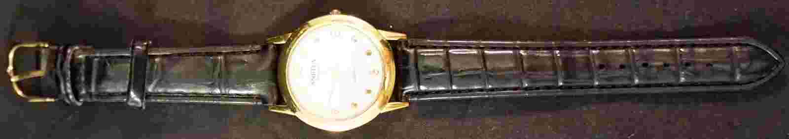 Anriya Milan Wrist Watch Leather band Brand New Battery Goldtone White Dial