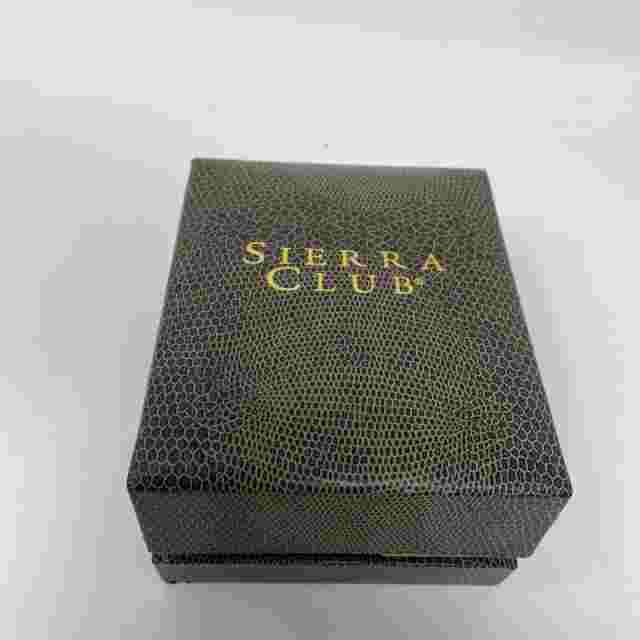 Sierra Club Men Watch Stainless Silver Leather Band, Date, Battery White Face
