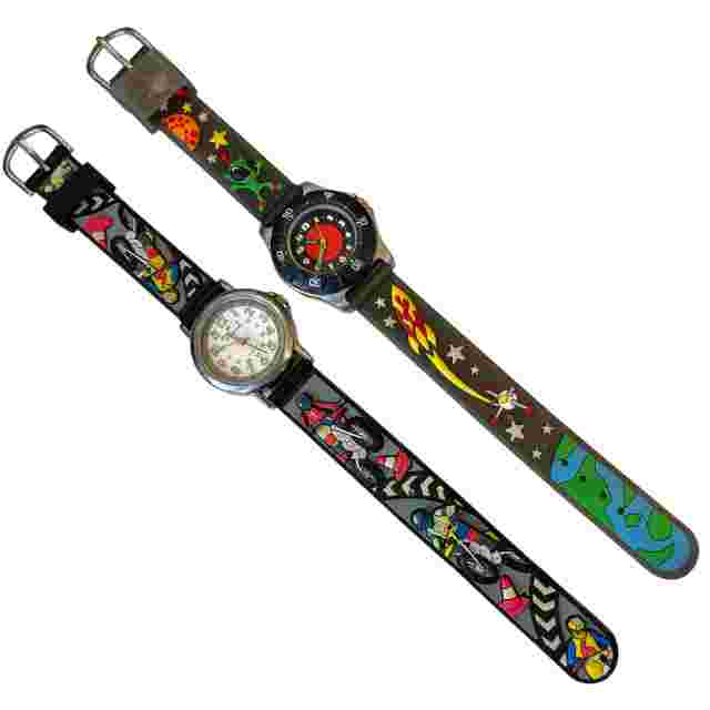 Jacques Farel Kids Watch Lot Aliens Space & Motorcycle Rubber Wristwatches