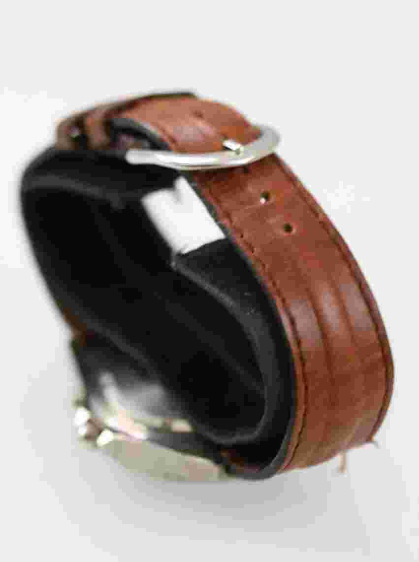 Sierra Club Men Watch Stainless St Brown Leather 30m Month Day Date Black Quartz