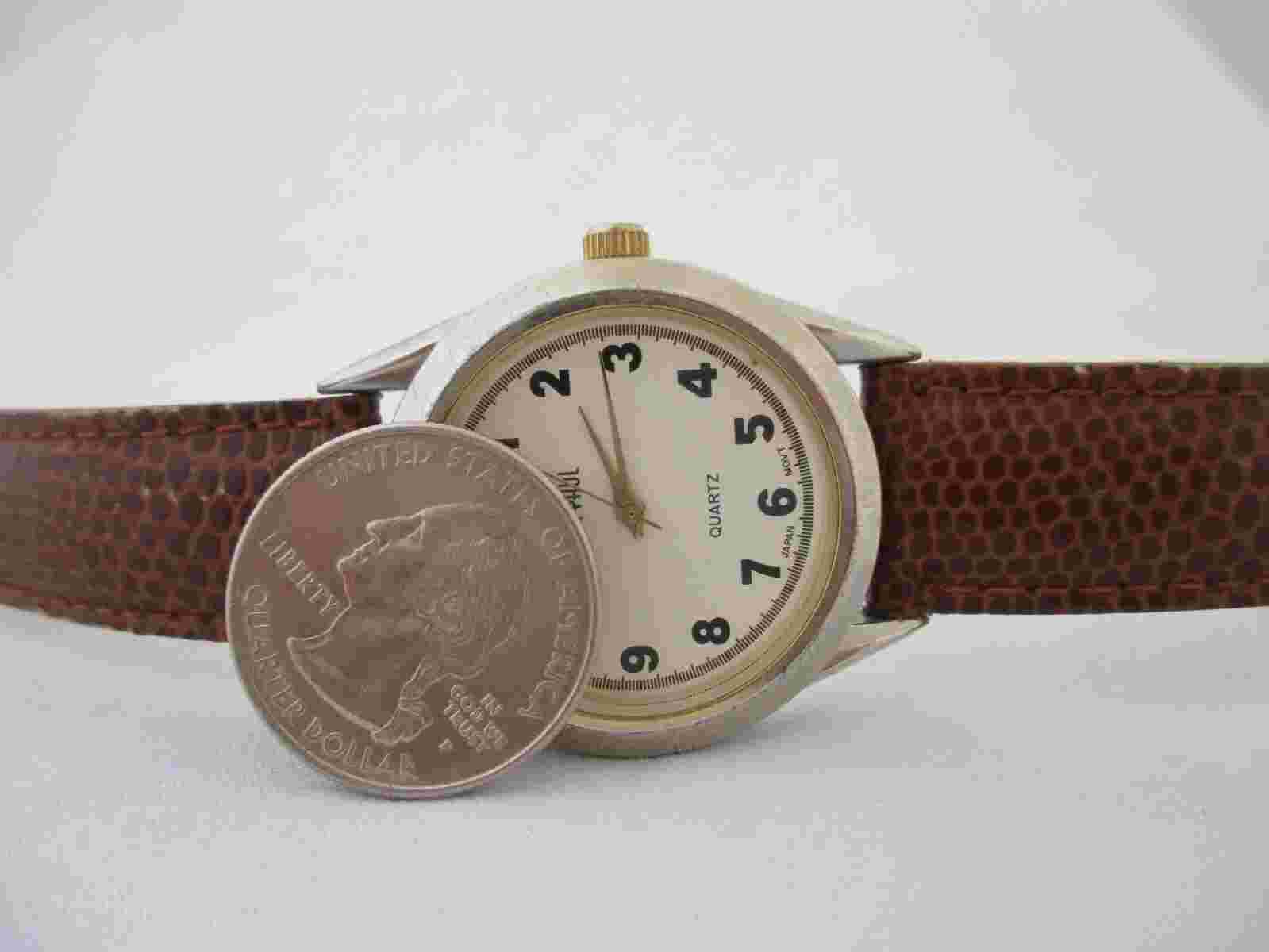 Jean Paul Watches Analog Wristwatch Brown Buckle Band Gold Tone Working