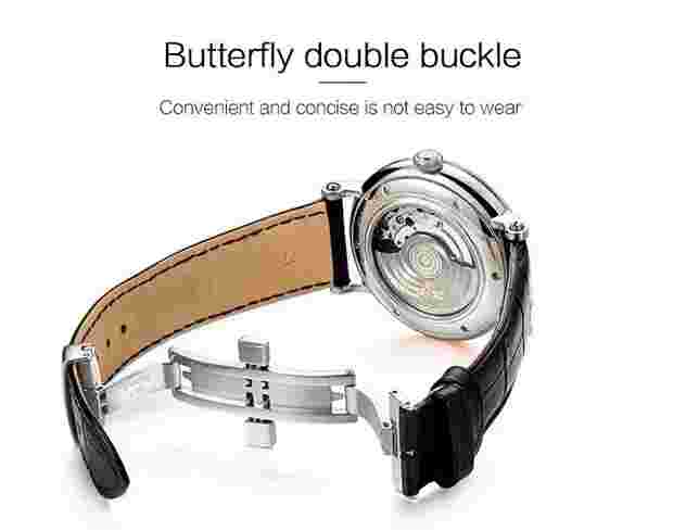 New Reef Tiger Stylish Men's Automatic Mechanical Watch with Strap - Rose White