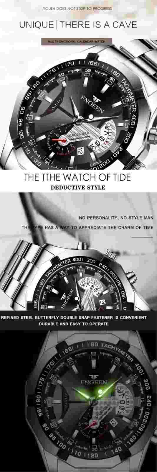 Fngeen  Men's Watch Waterproof Non-mechanical Watch, Large Dial Watch Super Larg