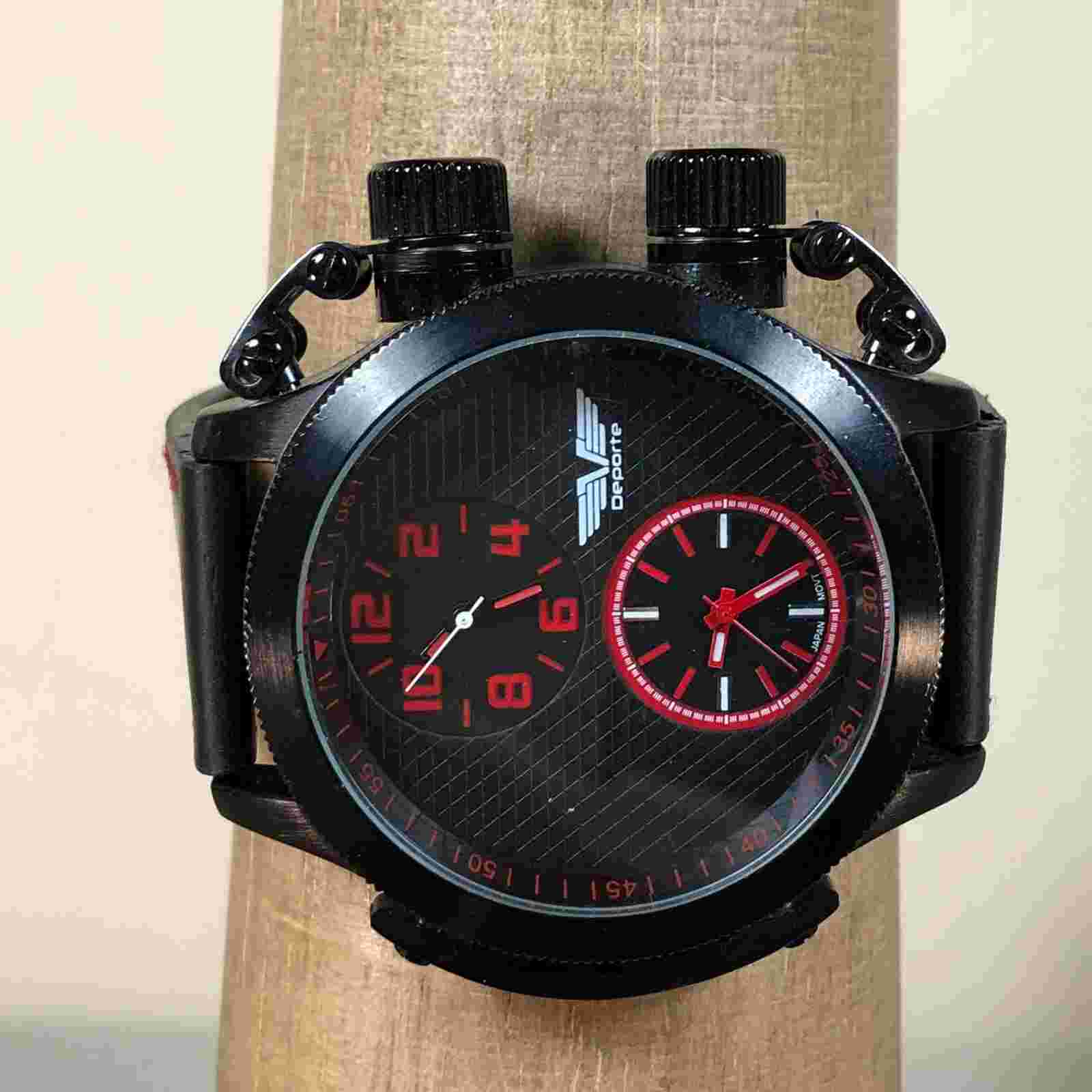 Deporte Mens Travellers Dual Time Cantine Quartz Watch Watch