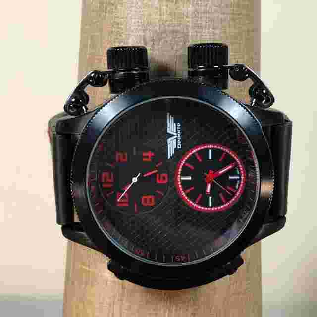 Deporte Mens Travellers Dual Time Cantine Quartz Watch Watch