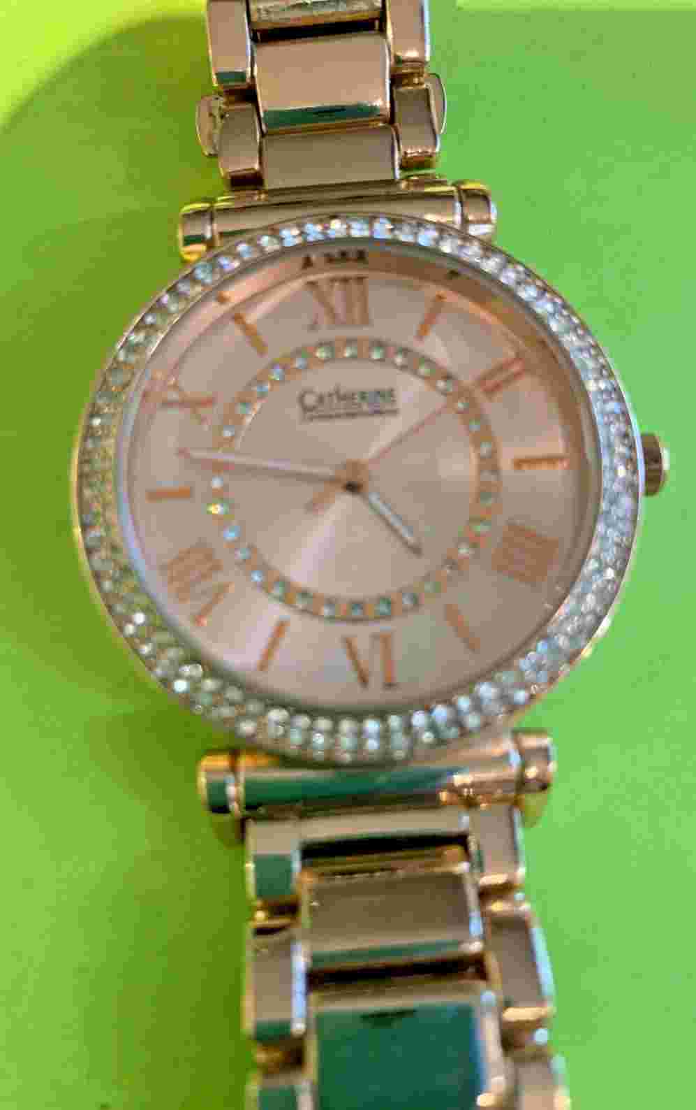 Rose Gold Catherine Malandrino Watch Double Crystal  Bezel & Crystal On Inside