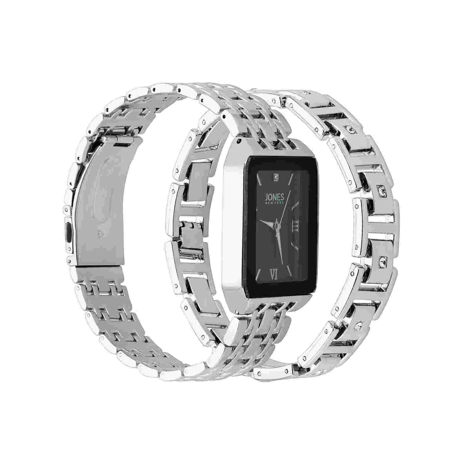 Jones New York Men's Watch & Bracelet Set Black/Silver