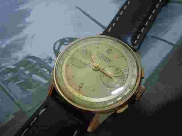 Charles Nicolet Antigo Cronografo Ouro Solido 18 K Cal L 51