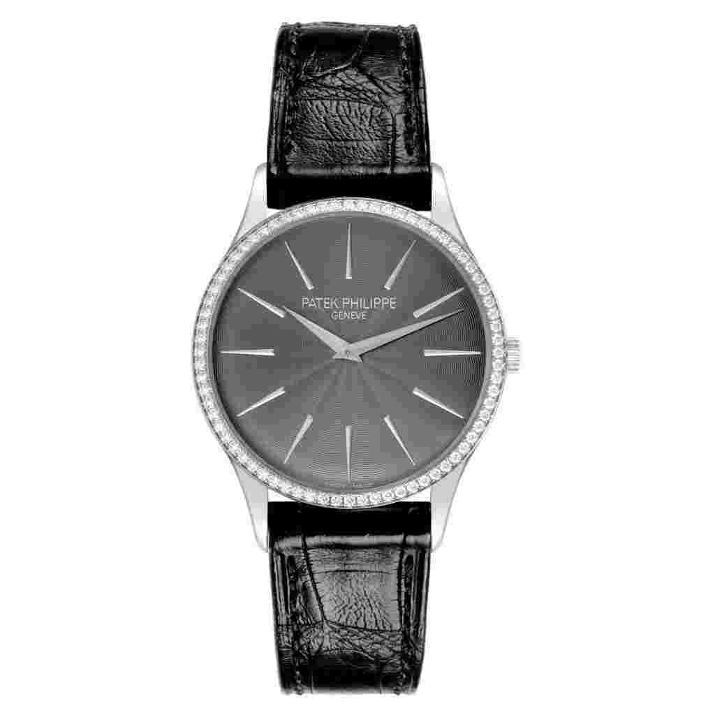 Patek Philippe Calatrava White Gold Gray Dial Diamond Ladies Watch 4897G
