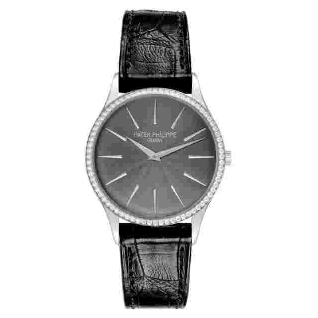 Patek Philippe Calatrava White Gold Gray Dial Diamond Ladies Watch 4897G