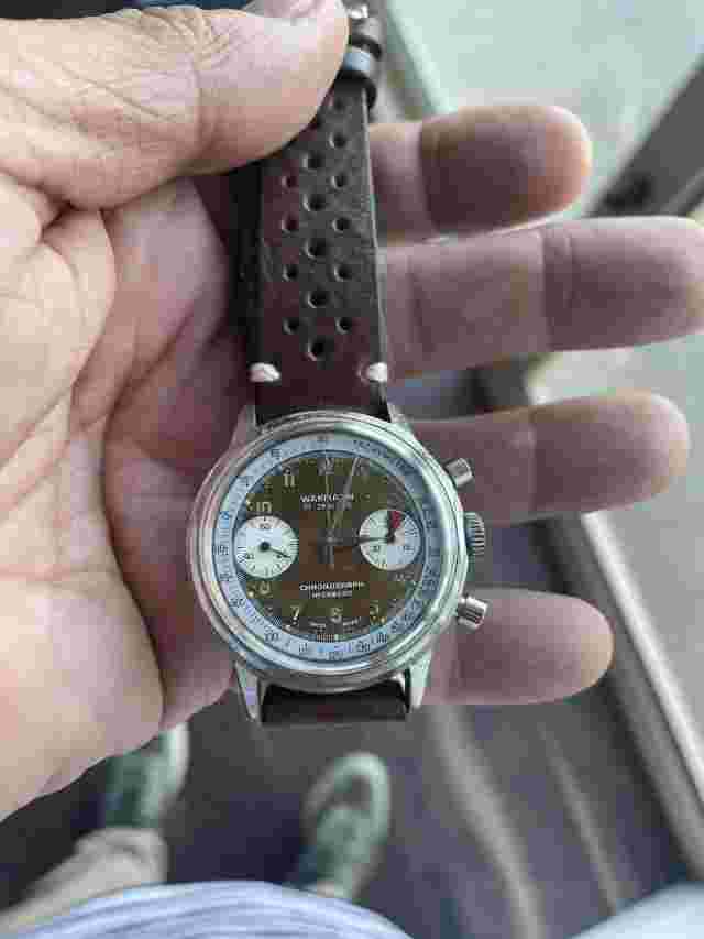 Vintage Chronograph 7733 Wakmann 1960s Panda Tropical Dial