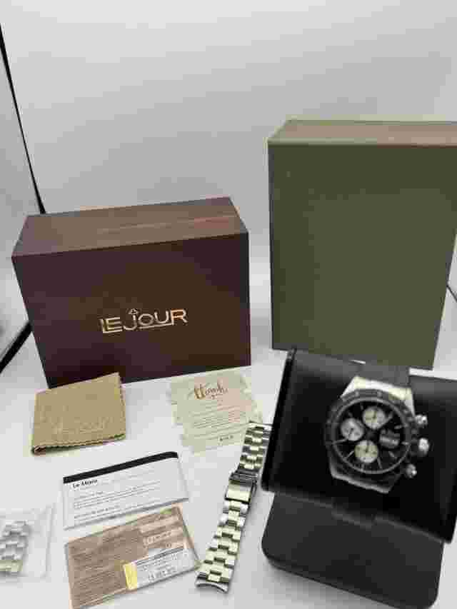 LE JOUR LE MANS REVERSE PANDA CHRONOGRAPH! LJ-LM-014 **FULL SET!**